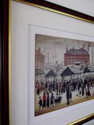 L.s. Lowry Art Print - Market Scene Walnut Finish Frame With Mount & Textured Image - thumbnail 1