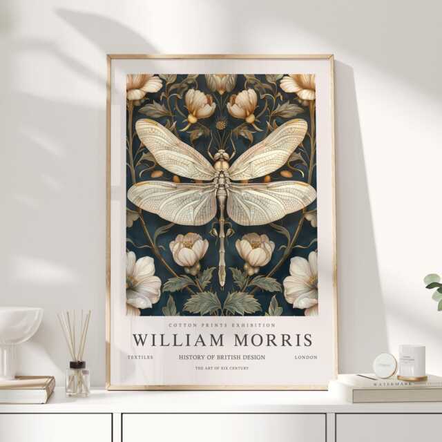 William Morris Print, Art, Exhibition Poster, Uk, Dragonfly Pictures, Gifts