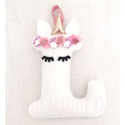 Unicorn Hanging Initial With Rose Gold Horn, Flower Crown. Personalised Gift Perfect For A Nursery New Baby Christening, Bedroom, Girls Room - thumbnail 2