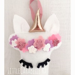 Unicorn Hanging Initial With Rose Gold Horn, Flower Crown. Personalised Gift Perfect For A Nursery New Baby Christening, Bedroom, Girls Room - thumbnail 3