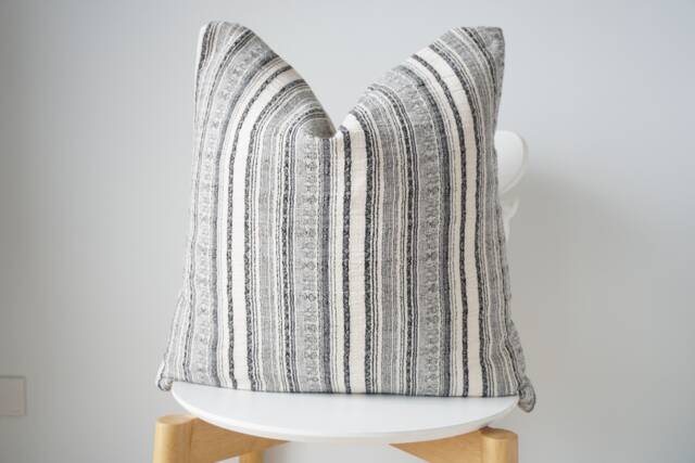 White Cream Black Striped Pillow Cover - image 1