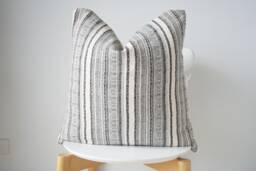 White Cream Black Striped Pillow Cover - thumbnail 1