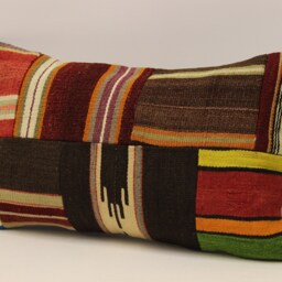 Lumbar Pillow, Patchwork Sofa Pillow, 12x20 in 30x50 cm, Vintage Turkish Kilim Pillow, Home Cushion Cover Boho Pillow Koef-1168 - thumbnail 3
