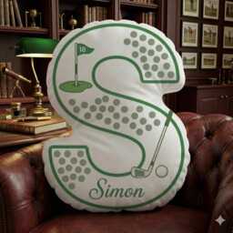 Custom Golf Letter Plush Pillow Personalized Initial Ball Club Cushion - thumbnail 3
