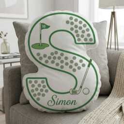 Custom Golf Letter Plush Pillow Personalized Initial Ball Club Cushion - thumbnail 4