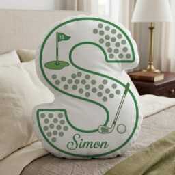 Custom Golf Letter Plush Pillow Personalized Initial Ball Club Cushion - thumbnail 2