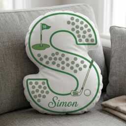 Custom Golf Letter Plush Pillow Personalized Initial Ball Club Cushion - thumbnail 1