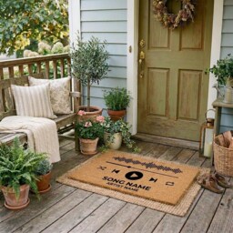Custom Music Player Doormat, Personalized Song Welcome Mat, Natural Coir Rug - thumbnail 2