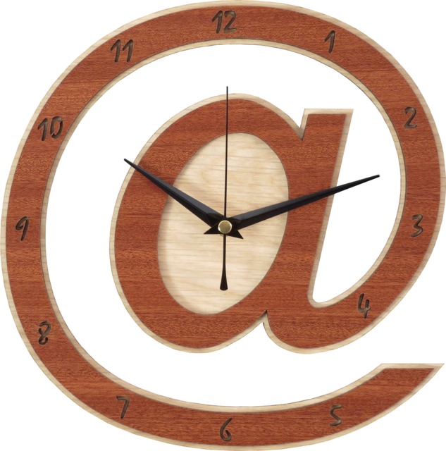 Wooden @ Clock - At/Arroba Geek Gift. Handmade Inuk - image 1