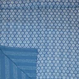 Indian Kantha Indgo Hand Stitched Quilt, 100% Cotton, Bohemian Boho Block Printed Blue Coverlet Bedspread Blanket Indigo Print Gudari - thumbnail 2