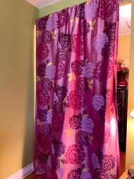 Floral Silk Curtain Panels Purple Magenta Silver, Jane Hall Design