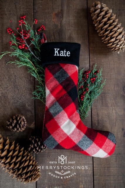 Woolrich Plaid With Black Cuff Personalized Christmas Stocking - Merrystockings Exclusive - image 1