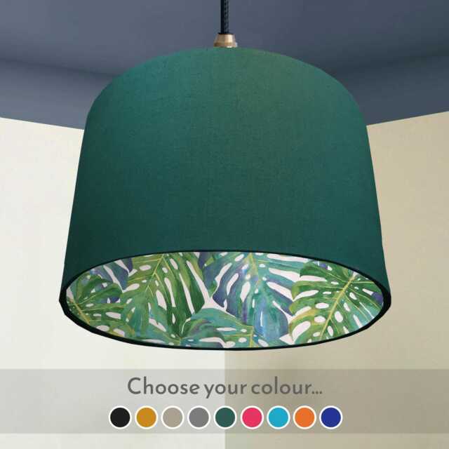 Green Palm Frond Lampshade Tropical Leaf Print, Boho Decor - image 1