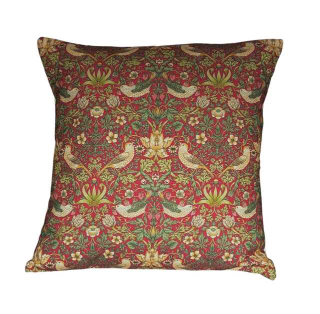 William Morris Strawberry Thief Crimson Red Scatter Pillow Cushion Cover 16 - image 1