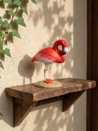 Wooden Flamingo Statue, Tropical Beach House Decor, Gift For Bird Watchers, Rainforest Themed Decor - thumbnail 1