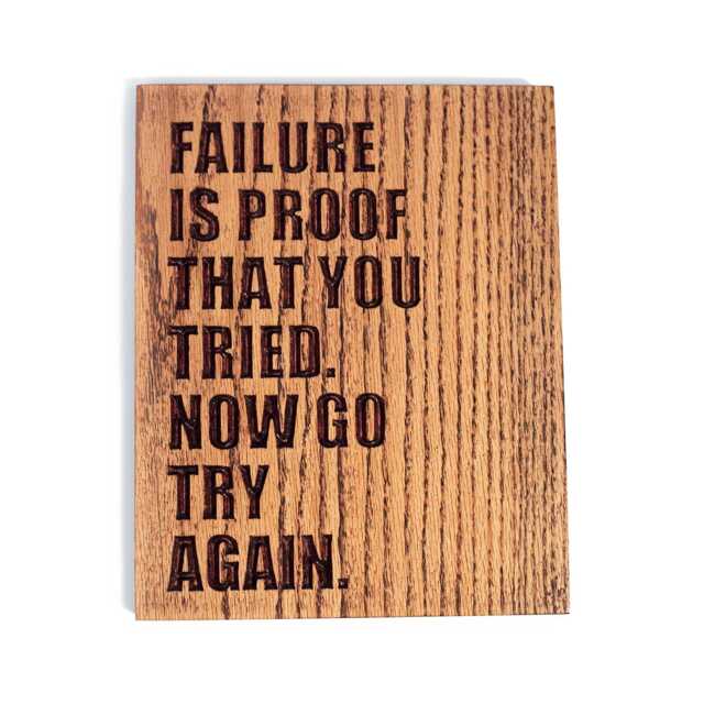 Wood Sign Failure Is Proof That You Tried - 7.25 X 10 Inch, Ready To Hang Plaque Inspirational Wall Art - image 1