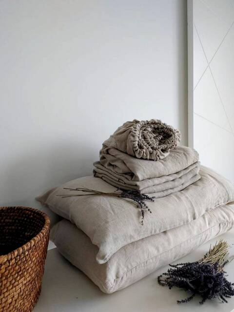 100% Linen Sheet Set, Natural Undyed Bedding, Stonewashed Soft Eco-Friendly - image 1
