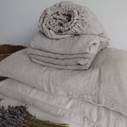 100% Linen Sheet Set, Natural Undyed Bedding, Stonewashed Soft Eco-Friendly - thumbnail 2