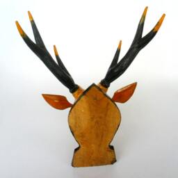 Wood Carving Deer Head Wall Hanging Art Home Hand Craved Handmade Teak Wood Decor/Gift - thumbnail 4