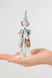 Cute Halloween Doll in Witch Hat Jack Figurine Primitive Decor Ceramic Pumpkin Favor For Dolls Toy Boy - thumbnail 1