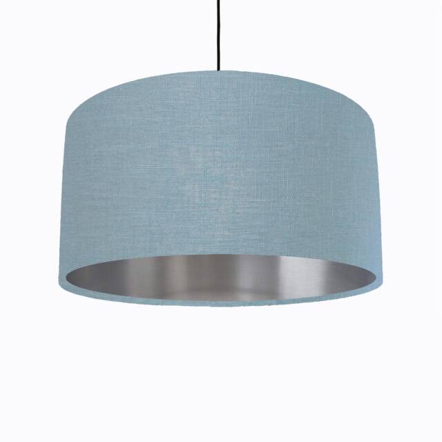 Duck Egg Blue Lampshade in Linen With Silver Lining - image 1