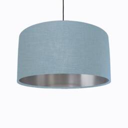 Duck Egg Blue Lampshade in Linen With Silver Lining - thumbnail 1
