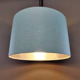Duck Egg Blue Lampshade in Linen With Silver Lining - thumbnail 2