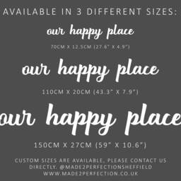 Our Happy Place Wood Wall Sign - 3D Laser Cut, Scandi Boho Decor - thumbnail 3