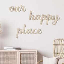 Our Happy Place Wood Wall Sign - 3D Laser Cut, Scandi Boho Decor - thumbnail 2
