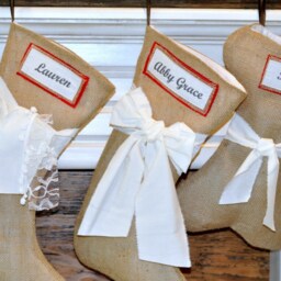 Family Burlap Stockings, Big Stockings, Christmas Cream Lace Crunchy Custom Stocking Names - thumbnail 4