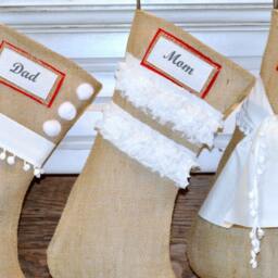 Family Burlap Stockings, Big Stockings, Christmas Cream Lace Crunchy Custom Stocking Names - thumbnail 2