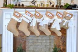 Family Burlap Stockings, Big Stockings, Christmas Cream Lace Crunchy Custom Stocking Names - thumbnail 1