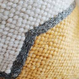 Handmade Orange Sheep Wool Pillow Cover, Hygge Bedroom Decor, Organic Geometric Accent Throw - thumbnail 3