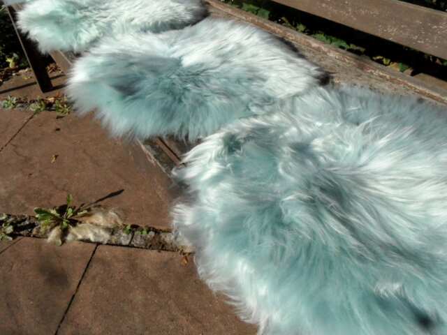 Seat Cover/Pad Made Out Of Natural Lambskin Sheepskin Colour Lightblue/Lightturquoise 40cm - image 1