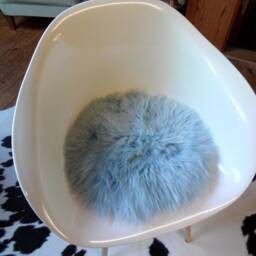 Seat Cover/Pad Made Out Of Natural Lambskin Sheepskin Colour Lightblue/Lightturquoise 40cm - thumbnail 2