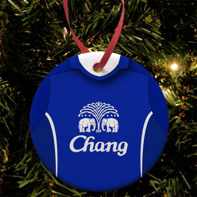 Everton 2005 Retro Home Shirt Kit Christmas Tree Decoration Bauble Flat Ceramic Great Gift