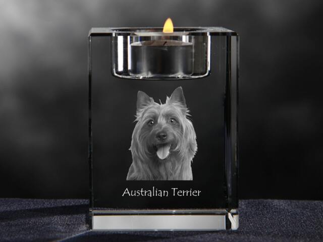 Australian Terrier, Crystal Candlestick With Dog, Souvenir, Decoration, Limited Edition, Collection - image 1