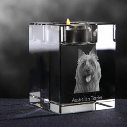 Australian Terrier, Crystal Candlestick With Dog, Souvenir, Decoration, Limited Edition, Collection - thumbnail 3