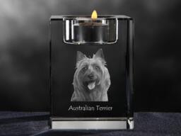 Australian Terrier, Crystal Candlestick With Dog, Souvenir, Decoration, Limited Edition, Collection - thumbnail 1