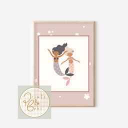 Personalised Mermaid & Rainbow Sisters Prints. Set Of 3 Prints For Girls Bedrooms, A Nursery Or Playroom - Prints Only - thumbnail 3