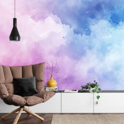 Watercolor Abstract Wallpaper Mural, Pink Purple Sky, Peel & Stick - thumbnail 2