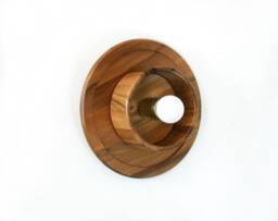 Acacia Wood & Brass Round Flush Mount Sconce Light Kitchen Fixture Wall Lamp Dining Room Mud Wooden