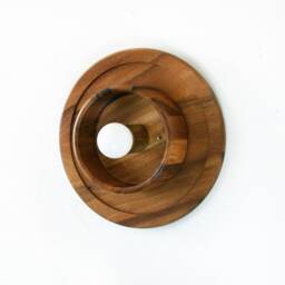 Acacia Wood & Brass Round Flush Mount Sconce Light Kitchen Fixture Wall Lamp Dining Room Mud Wooden - thumbnail 4