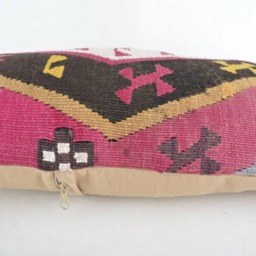 "Kilim Pillow, Wool Kilim Cousin From Anatolia , 30x60 cm, 12""x24" - thumbnail 3