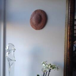 Aztec Alien Ceramic Tile, Solar Sun Sculpture, Wall Art Decor - thumbnail 3
