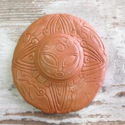 Aztec Alien Ceramic Tile, Solar Sun Sculpture, Wall Art Decor - thumbnail 4