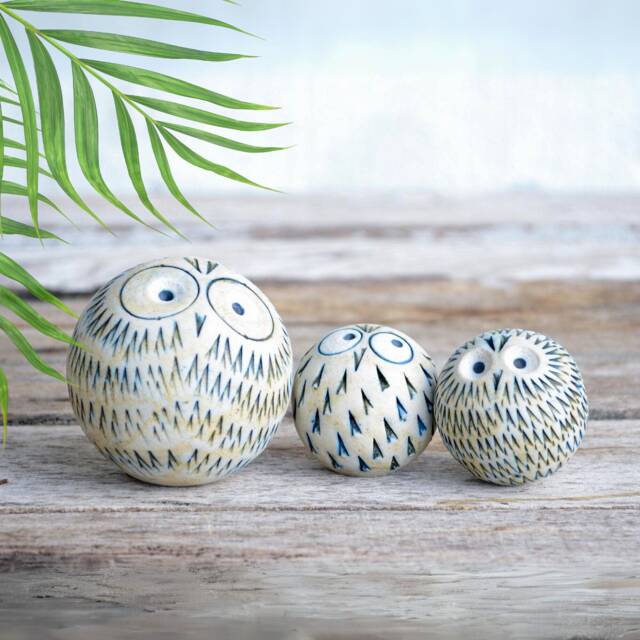 Small Handmade Ceramic Owl, Cobalt Blue Figurine, Home Decor - image 1