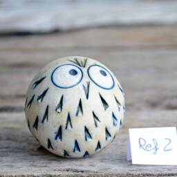 Small Handmade Ceramic Owl, Cobalt Blue Figurine, Home Decor - thumbnail 3