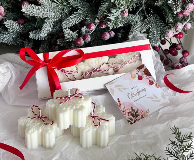 Hygge Christmas Gift Box Snowflake Candle Set, Scandinavian Decor - image 1