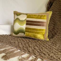 Designers Guild Green Velvet Pillow Cover Silk Decorative Cushion - thumbnail 2